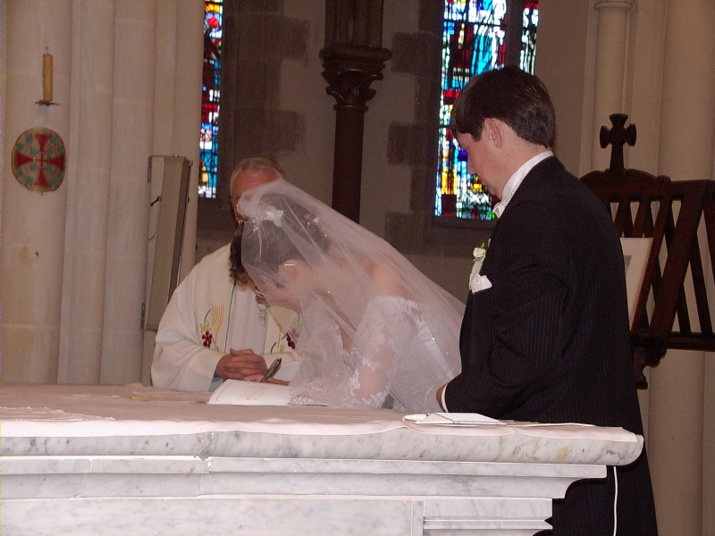 Signature de la mari&eacute;e